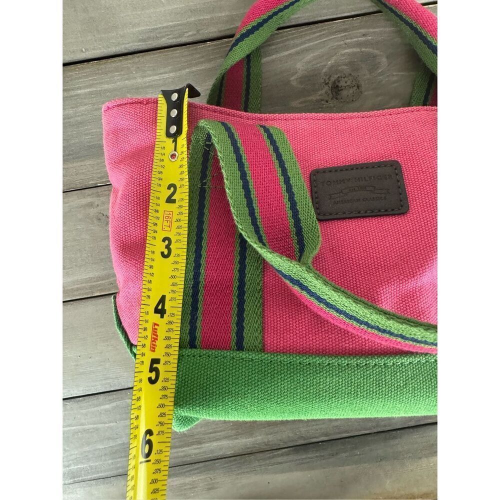 Vintage Tommy Hilfiger Canvas Tote Watermelon Pink Green Y2K Bag - Picture 8 of 8